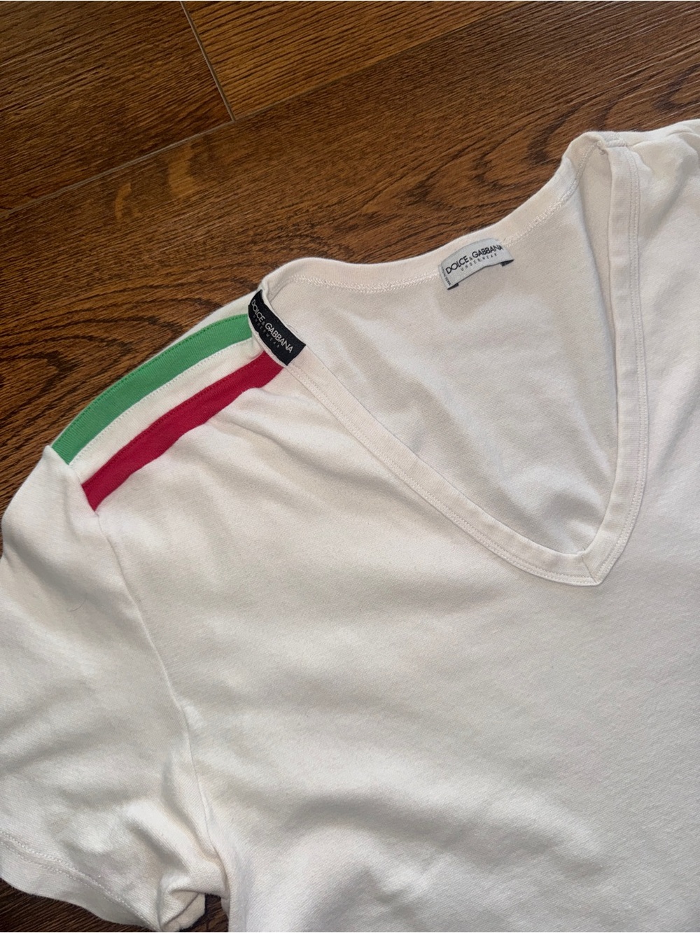 Vintage Dolce & Gabbana White V-Neck -  IT 6 EU XL Fits Slim L/M Archive